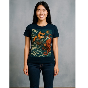 Футболка «Naminori Neko» — Кайто борется с осьминогом